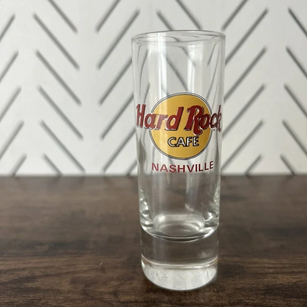Lot of 5 Hard Rock 4” Double Shot Glasses Various Cities Nashville Atlantic City